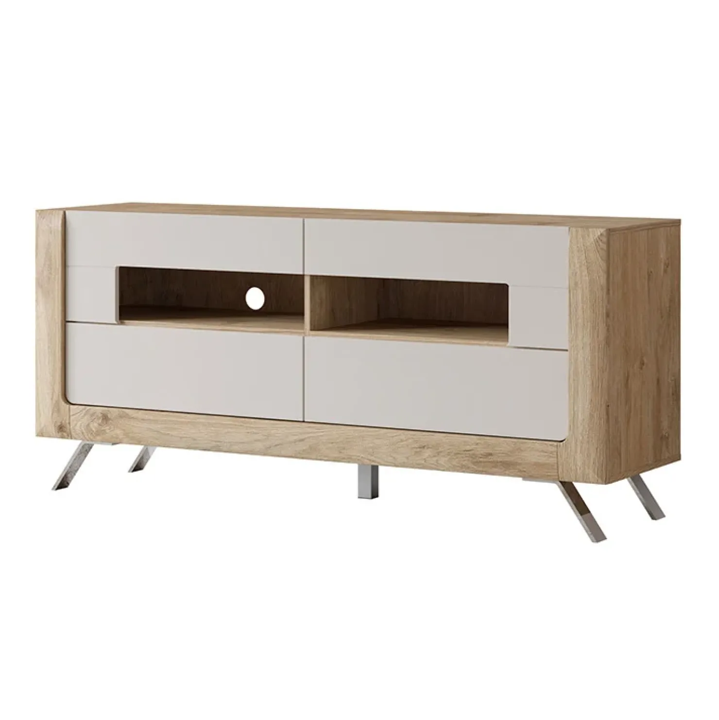 Garnero Arredamenti Mobile porta TV 160x74h cm 2 cassetti rovere tortora lucido Jumbo Tortora - Rovere Best