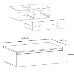 Garnero Arredamenti Mobile porta TV 138x40h cm 1 cassettone con telaio rovere scuro Sunset Noce Discount