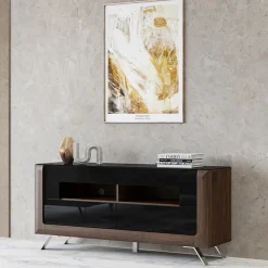 Garnero Arredamenti Mobile porta TV 160x74h cm 2 cassetti noce nero lucido Jumbo Nero Lucido - Noce Hot