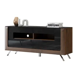 Garnero Arredamenti Mobile porta TV 160x74h cm 2 cassetti noce nero lucido Jumbo Nero Lucido - Noce Hot