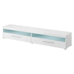 Garnero Arredamenti Mobile porta TV 200x35h cm 2 cassetti Frisk Bianco Lucido