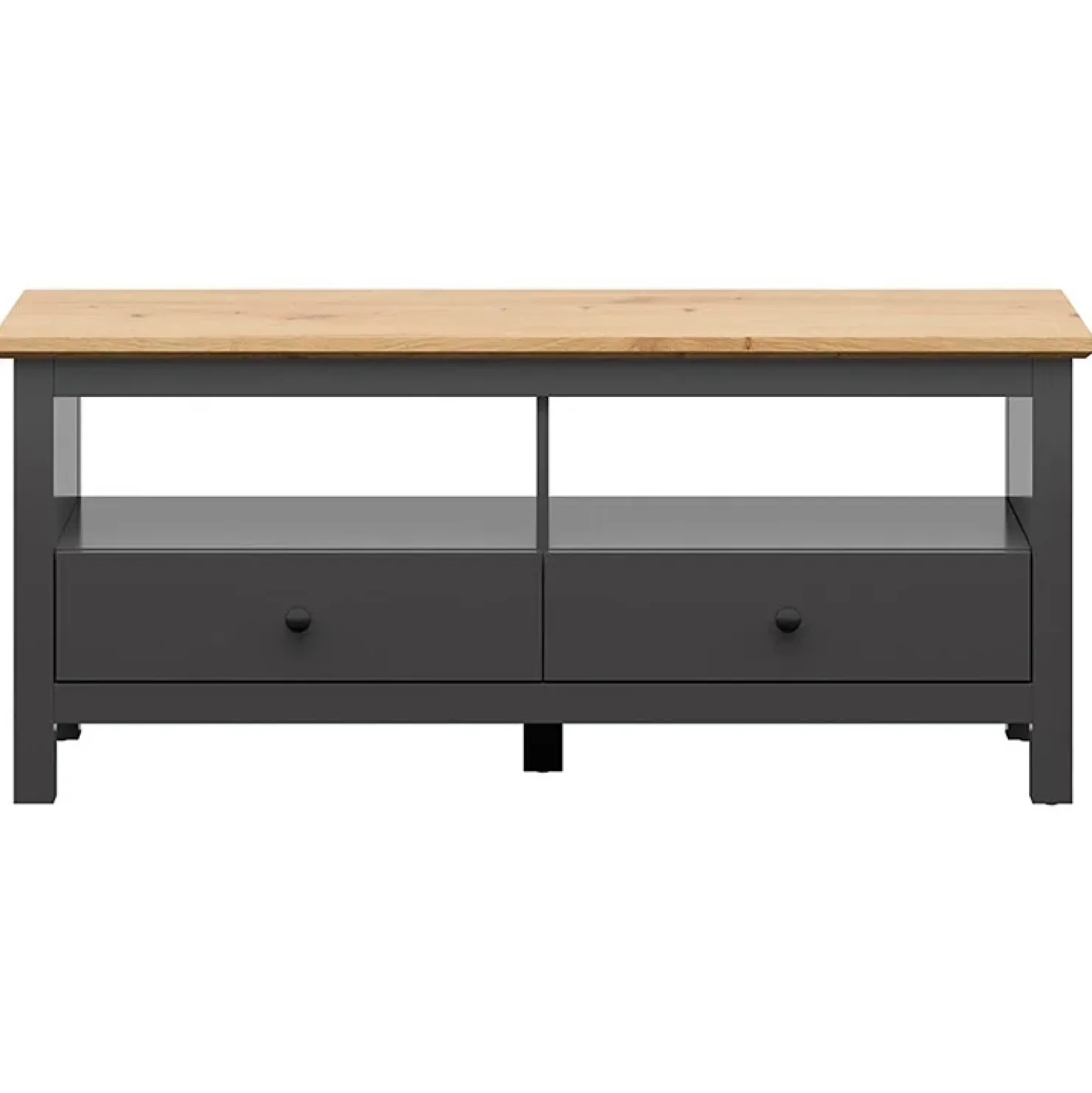 Garnero Arredamenti Mobile porta TV 137x59h cm 2 cassetti nero grafite rovere chiaro Holga Grafite - Rovere New