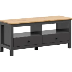 Garnero Arredamenti Mobile porta TV 137x59h cm 2 cassetti nero grafite rovere chiaro Holga Grafite - Rovere New