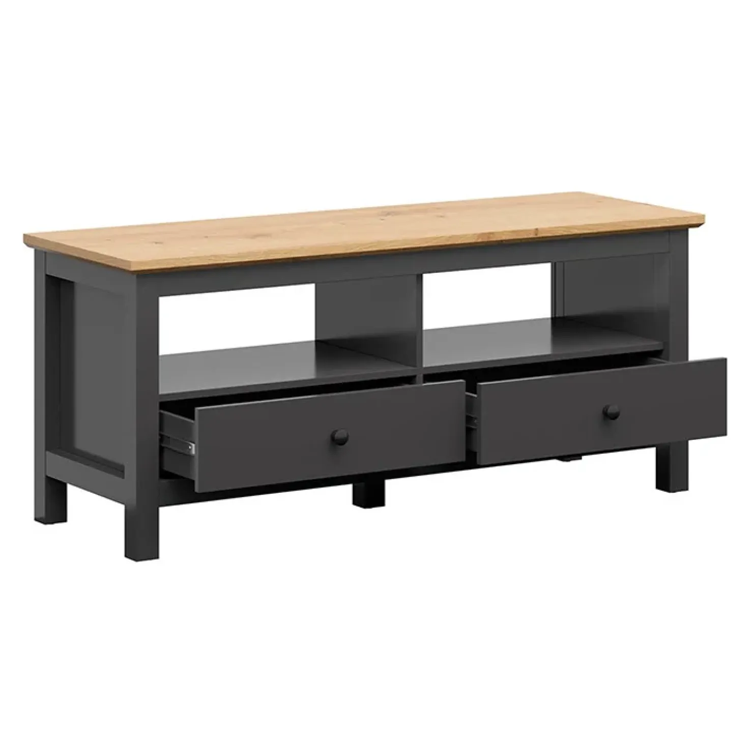 Garnero Arredamenti Mobile porta TV 137x59h cm 2 cassetti nero grafite rovere chiaro Holga Grafite - Rovere New