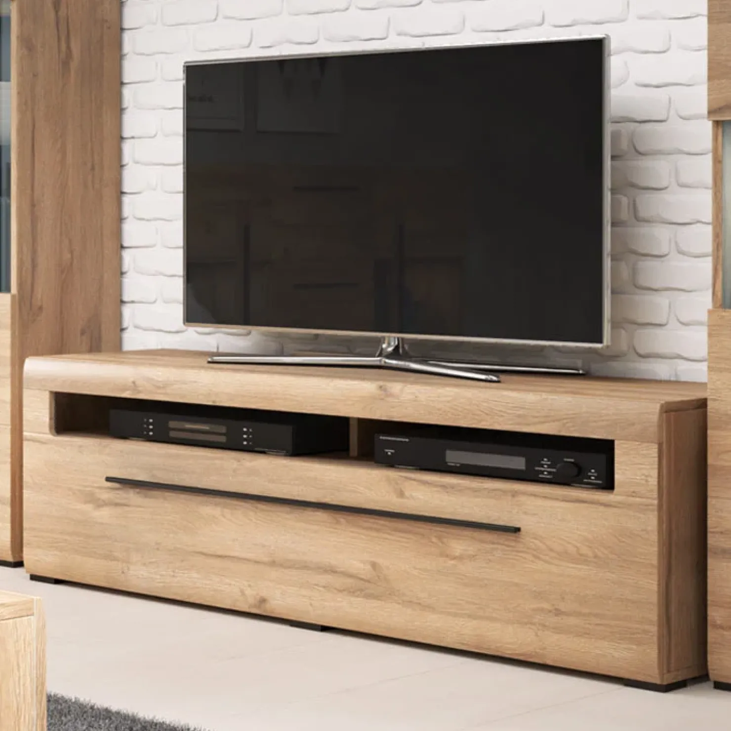 Garnero Arredamenti Mobile porta TV 160x52h cm 1 cassetto rovere nero Maiorca Sale