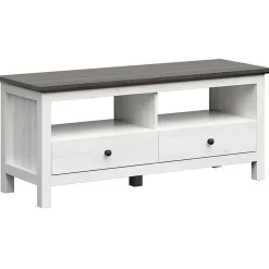 Garnero Arredamenti Mobile porta TV 137x59h cm 2 cassetti arte povera bianco frassinato frassinato grafite Holga Bianco Frassinato - Grafite Best