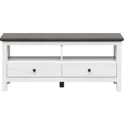 Garnero Arredamenti Mobile porta TV 137x59h cm 2 cassetti arte povera bianco frassinato frassinato grafite Holga Bianco Frassinato - Grafite Best