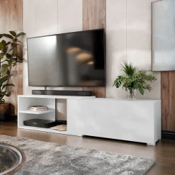 Garnero Arredamenti Mobile porta TV 137/180x40h cm allungabile moderno bianco Pepita Best