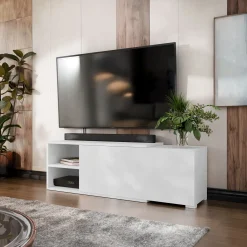 Garnero Arredamenti Mobile porta TV 137/180x40h cm allungabile moderno bianco Pepita Best