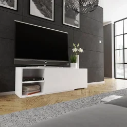 Garnero Arredamenti Mobile porta TV 137/180x40h cm allungabile moderno bianco Pepita Best
