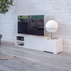 Garnero Arredamenti Mobile porta TV 137/180x40h cm allungabile moderno bianco Pepita Best