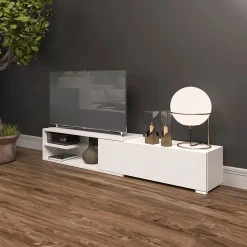 Garnero Arredamenti Mobile porta TV 137/180x40h cm allungabile moderno bianco Pepita Best