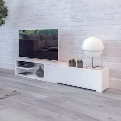 Garnero Arredamenti Mobile porta TV 137/180x40h cm allungabile moderno bianco Pepita Best