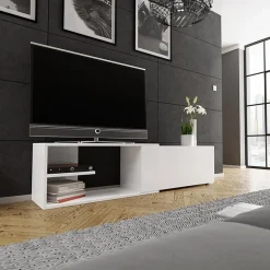 Garnero Arredamenti Mobile porta TV 137/180x40h cm allungabile moderno bianco Pepita Best