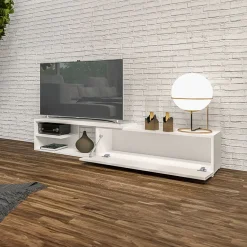 Garnero Arredamenti Mobile porta TV 137/180x40h cm allungabile moderno bianco Pepita Best