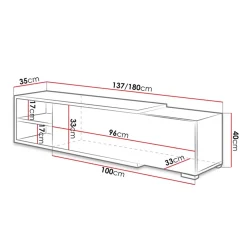 Garnero Arredamenti Mobile porta TV 137/180x40h cm allungabile moderno bianco Pepita Best