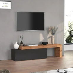 Garnero Arredamenti Mobile porta tv 220x51h cm antracite rovere Block Antracite - Rovere Online