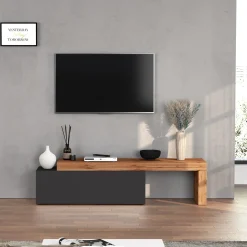 Garnero Arredamenti Mobile porta tv 220x51h cm antracite rovere Block Antracite - Rovere Online