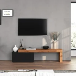 Garnero Arredamenti Mobile porta tv 210x51h cm antracite rovere Block Antracite - Rovere Clearance