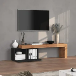 Garnero Arredamenti Mobile porta tv 210x51h cm antracite rovere Block Antracite - Rovere Clearance