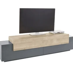Garnero Arredamenti Mobile porta TV 200x52h cm antracite rovere Milos Gihome® Antracite - Rovere Rustico New
