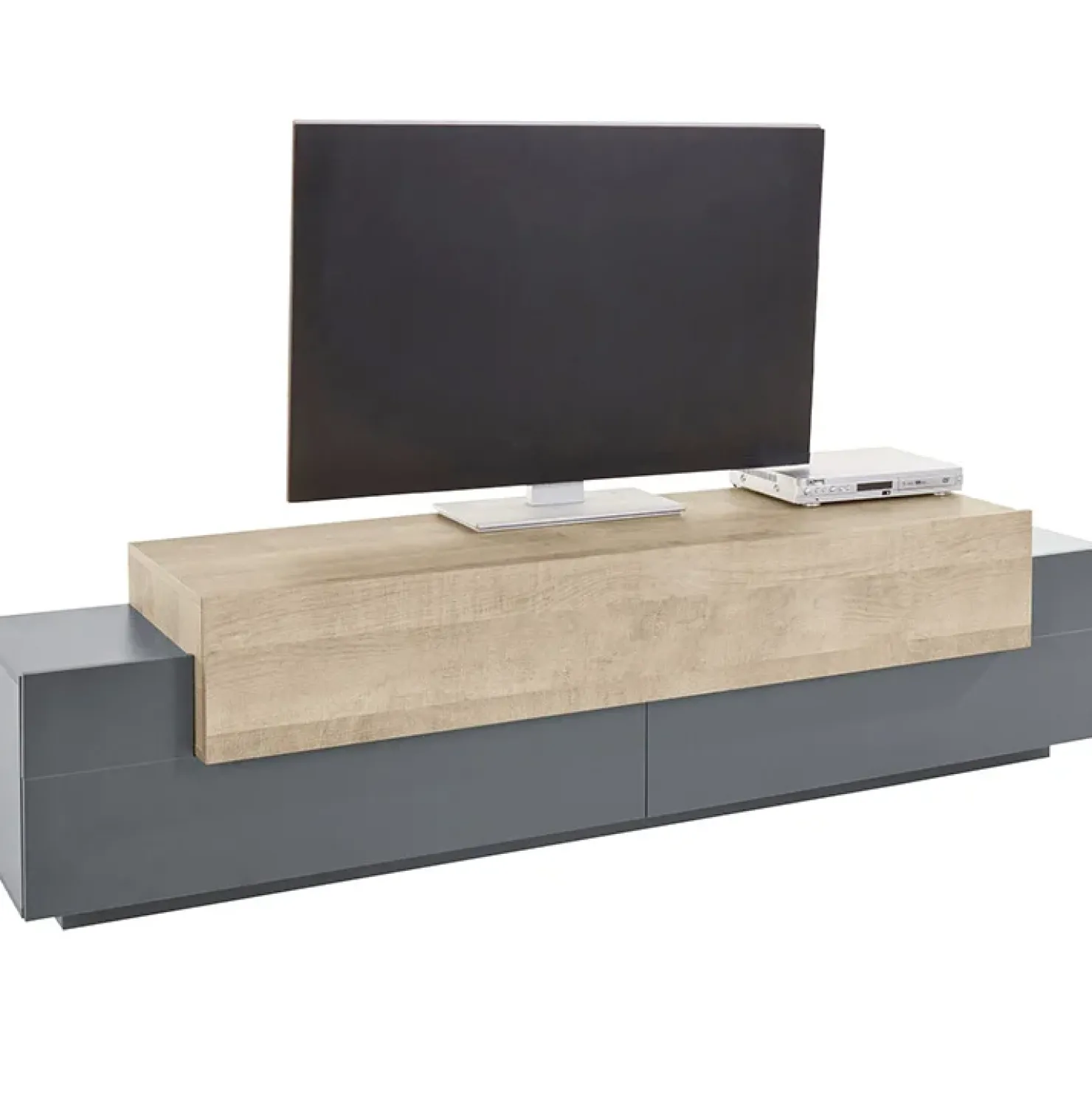 Garnero Arredamenti Mobile porta TV 200x52h cm antracite rovere Milos Gihome® Antracite - Rovere Rustico New