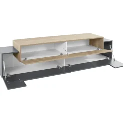 Garnero Arredamenti Mobile porta TV 200x52h cm antracite rovere Milos Gihome® Antracite - Rovere Rustico New