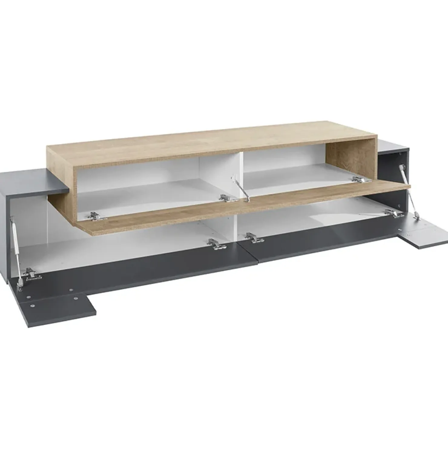 Garnero Arredamenti Mobile porta TV 200x52h cm antracite rovere Milos Gihome® Antracite - Rovere Rustico New