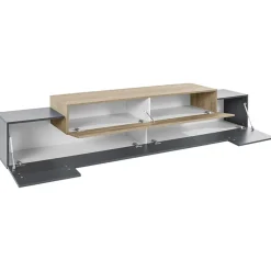 Garnero Arredamenti Mobile porta TV 240x52h cm antracite rovere Milos Gihome® Antracite - Rovere Rustico Outlet