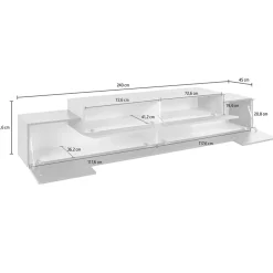 Garnero Arredamenti Mobile porta TV 240x52h cm antracite rovere Milos Gihome® Antracite - Rovere Rustico Outlet