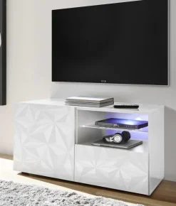 Garnero Arredamenti Mobile porta TV 122x57h cm1 anta 1 cassetto  bianco lucido con serigrafia Marvis Best