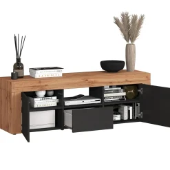 Garnero Arredamenti Mobile porta tv 155x51h cm antracite rovere Block Antracite - Rovere Online