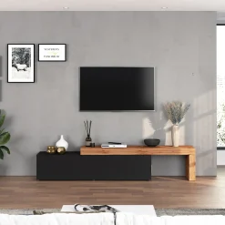 Garnero Arredamenti Mobile porta tv 230x51h cm antracite rovere Block Antracite - Rovere Discount