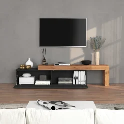 Garnero Arredamenti Mobile porta tv 230x51h cm antracite rovere Block Antracite - Rovere Discount