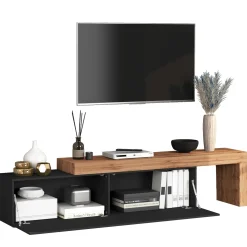 Garnero Arredamenti Mobile porta tv 230x51h cm antracite rovere Block Antracite - Rovere Discount