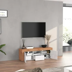 Garnero Arredamenti Mobile porta tv 155x51h cm bianco lucido rovere Block Bianco Lucido - Rovere Online