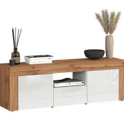 Garnero Arredamenti Mobile porta tv 155x51h cm bianco lucido rovere Block Bianco Lucido - Rovere Online