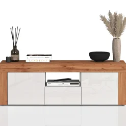 Garnero Arredamenti Mobile porta tv 155x51h cm bianco lucido rovere Block Bianco Lucido - Rovere Online