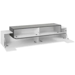 Garnero Arredamenti Mobile porta TV 200x52h cm bianco lucido antracite Milos Gihome® Ossido - Bianco Lucido New
