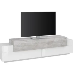 Garnero Arredamenti Mobile porta TV 200x52h cm bianco lucido grigio Milos Gihome® Bianco Lucido - Cemento Online