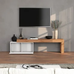 Garnero Arredamenti Mobile porta tv 210x51h cm bianco lucido rovere Block Bianco Lucido - Rovere Discount