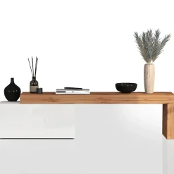 Garnero Arredamenti Mobile porta tv 210x51h cm bianco lucido rovere Block Bianco Lucido - Rovere Discount