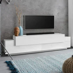 Garnero Arredamenti Mobile porta TV 200x52h cm Milos Gihome® Bianco Lucido Outlet