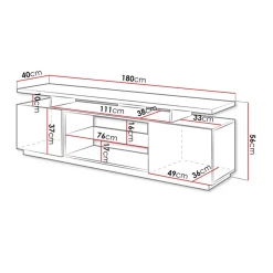 Garnero Arredamenti Mobile porta TV 180x56h cm Blackburn Bianco Lucido