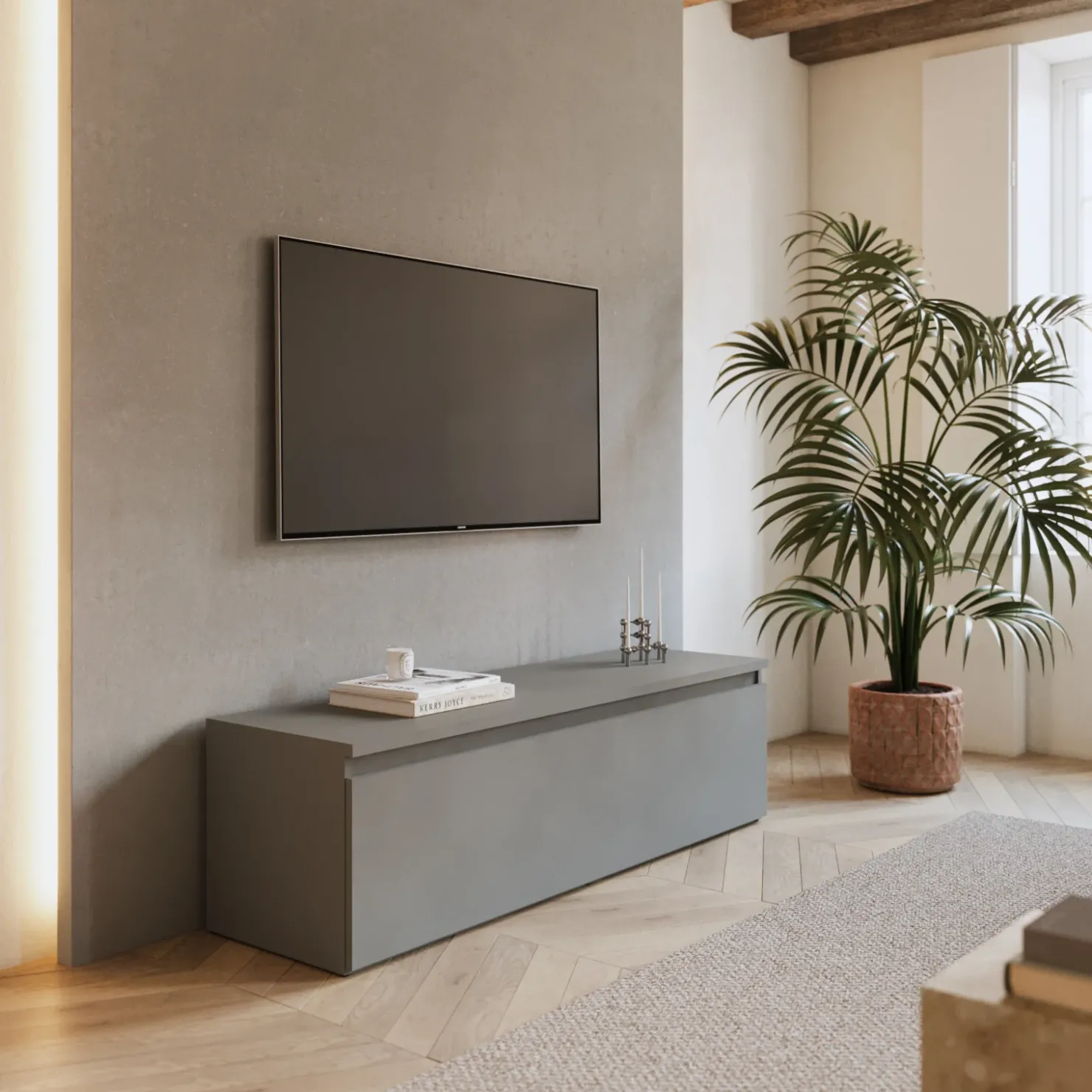 Garnero Arredamenti Mobile porta TV 138x40h cm con cassettone Sunset Grigio scuro Sale