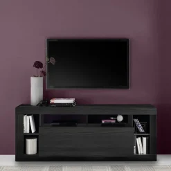 Garnero Arredamenti Mobile porta TV 172x66h cm con ribalta Trilogy Nero Frassinato Clearance