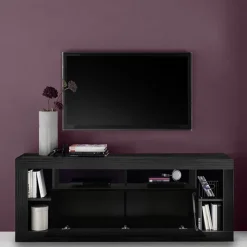 Garnero Arredamenti Mobile porta TV 172x66h cm con ribalta Trilogy Nero Frassinato Clearance