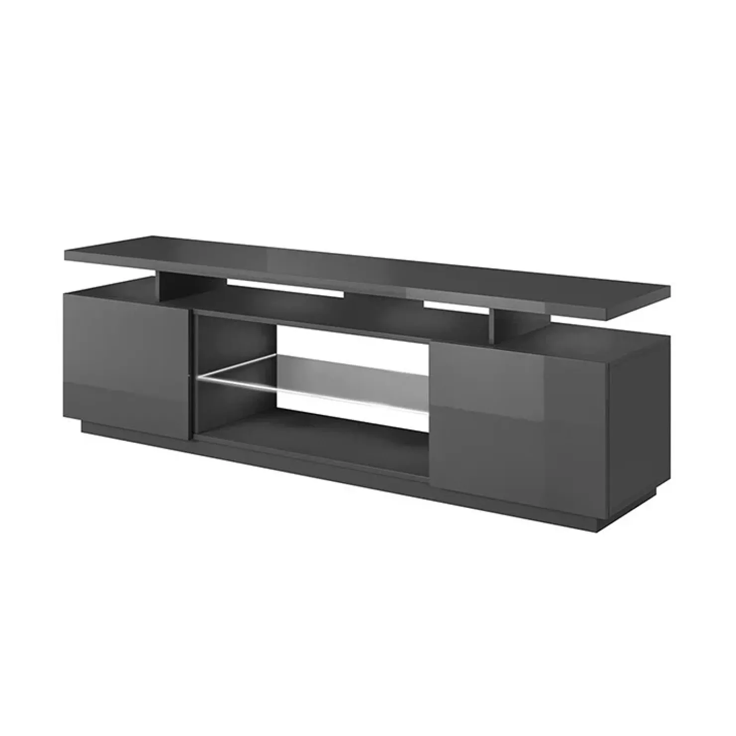 Garnero Arredamenti Mobile porta TV 180x56h cm con led lucido Blackburn Grafite