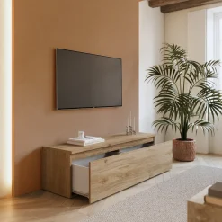 Garnero Arredamenti Mobile porta TV 138x40h cm con cassettone chiaro Sunset Rovere Best