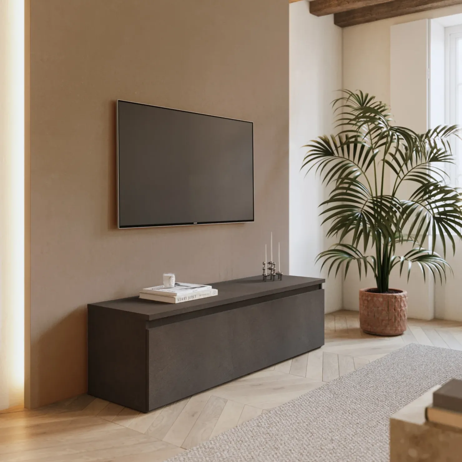 Garnero Arredamenti Mobile porta TV 138x40h cm con cassettone nero Sunset Ossido Best